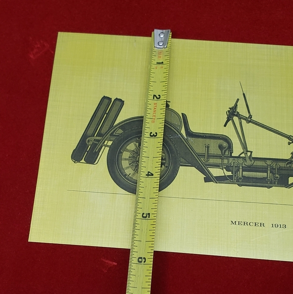 Vtg. Red Velvet Framed 1913 Mercer Wall Decor on Metal - Picture 6 of 8